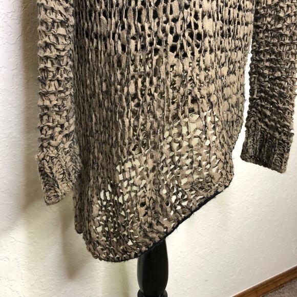 Helmut Lang tattered tape taupe asymmetrical alpaca wool blend sweater Medium - Picture 14 of 16